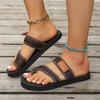 Summer set of toe large size cool slippers new round head fashion casual cross one-word thick-bottomed beach slippers