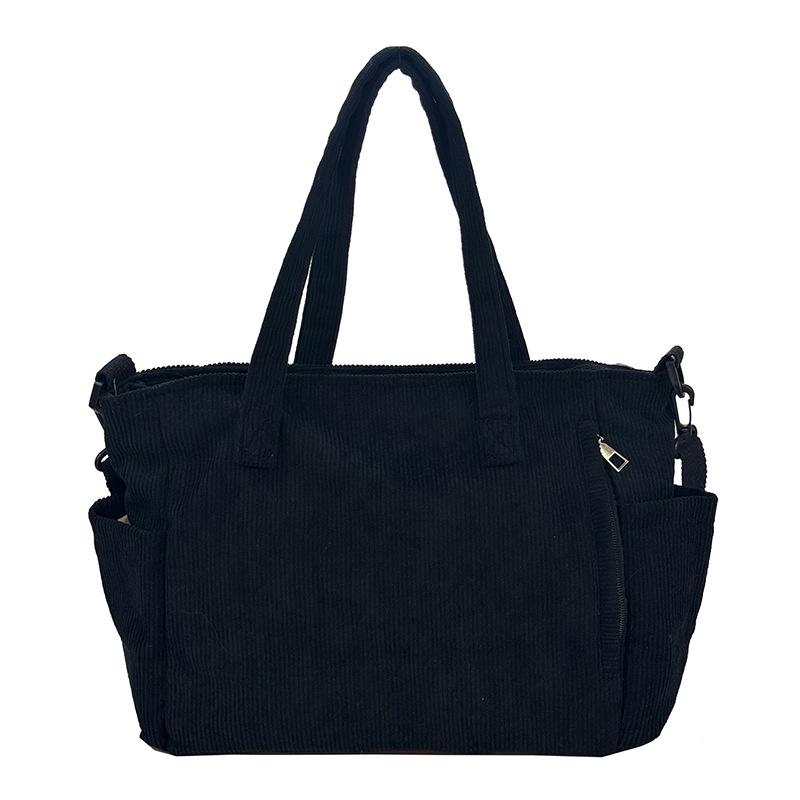 

Women s Corduroy Shoulder Tote - Large Capacity for Work or School One Size чёрный