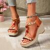 Fashion Women Bohemian Style Wedge Sandals Lady Open Toe Outdoor Beach Comfortable Roman Shoes Platform Gladiator Sandal Sandalias Mujer
