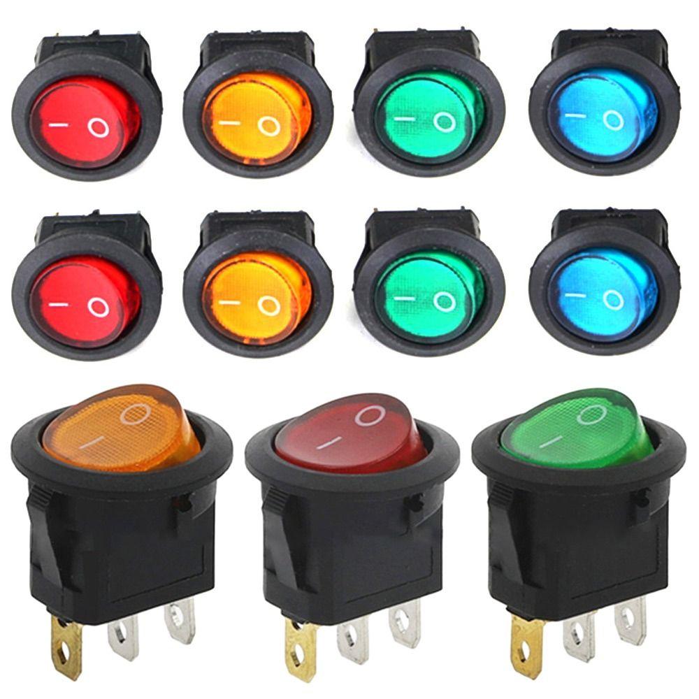 Round Rocker Plug DIY Light Switch Car Button Lights Power Switch Switches