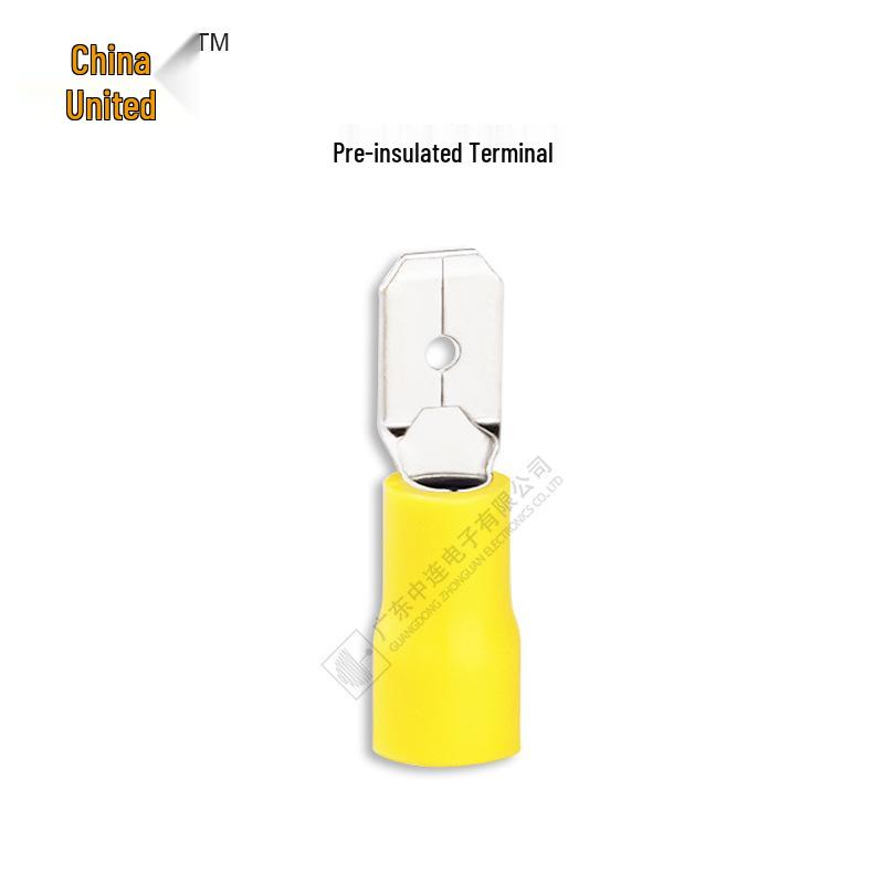 Blue Insulated Spade Terminal Lug, Cold Crimp, Pre-insulated Connector (2-110)