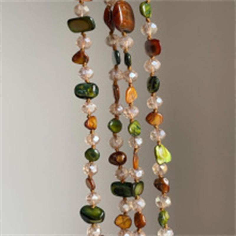 Double Layers Green Colorful Beaded Necklace Vintage Pearl Chain Necklace Women For Beach Party Casual Wear Accessories Gift