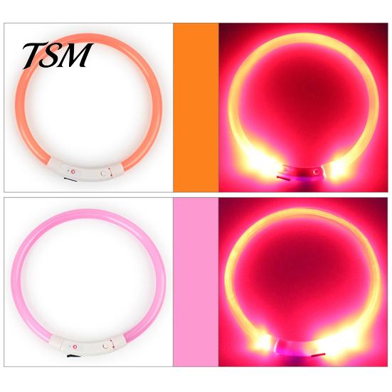 LED Dog Collar Rechargeable Luminous USB Charging Necklace Puppy Light Up for Outdoor Pet
