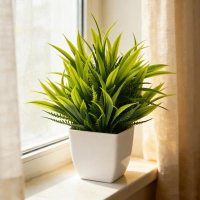4 Stück Mini künstliche grüne Topfpflanzen, kleine Fake-Pflanzen mit Topf für Zuhause, Büro, Indoor, Tisch, Regal, Bauernhaus, Badezimmer Dekoration
