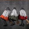 Eerie Apron Witch with Broom Suspended Decoration Chilling Adorment for Halloween Parties and Event Festives Ornament