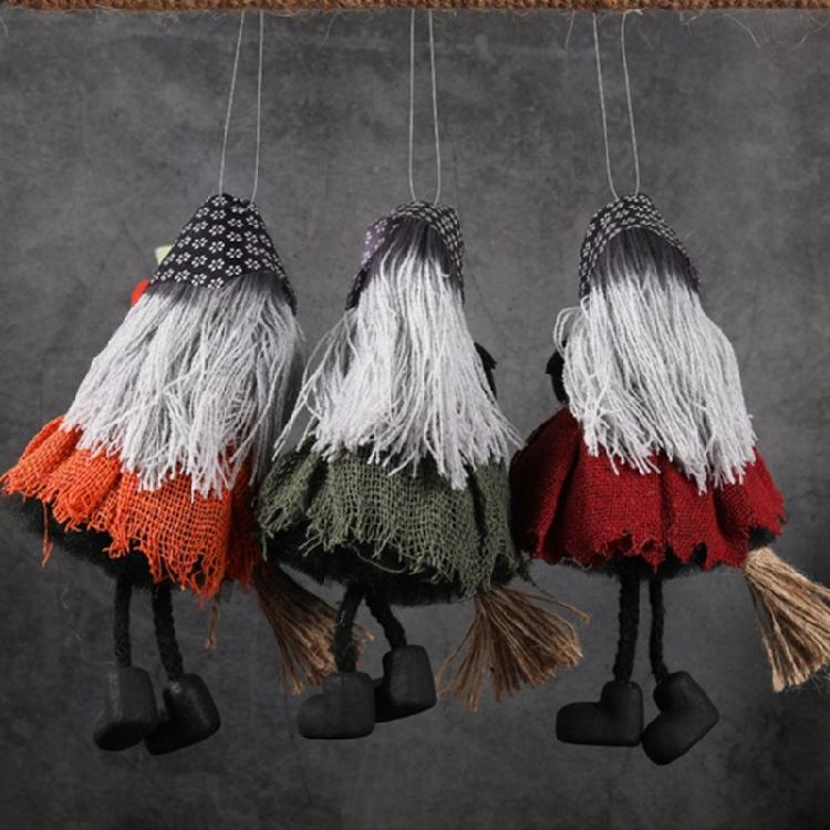 Eerie Apron Witch with Broom Suspended Decoration Chilling Adorment for Halloween Parties and Event Festives Ornament