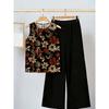 Plus Size Women's Summer Sleeveless Asymmetric Tank Top and Printed Pants Two Piece Set