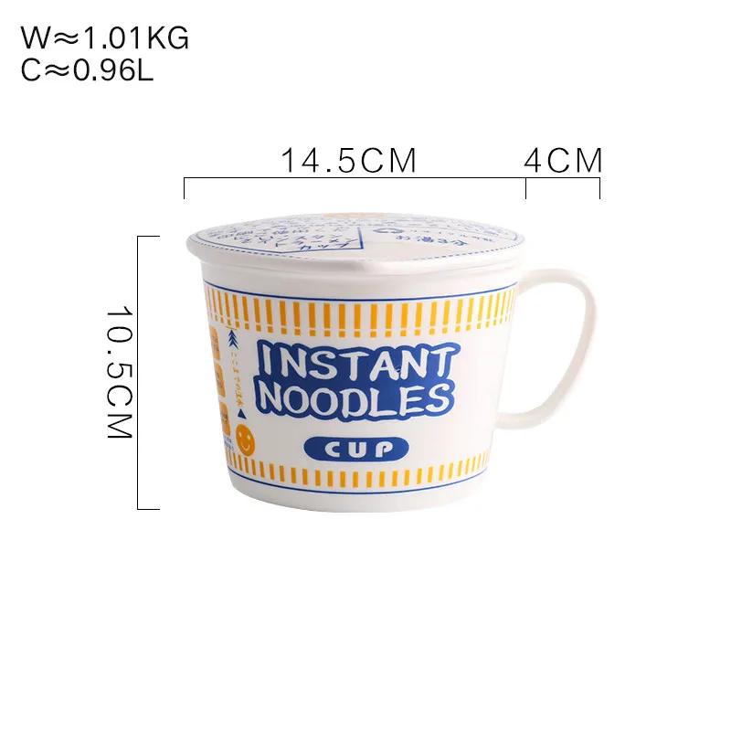 Ins style kreative Instant-Nudel Keramik Tasse Schüssel mit Deckel Bento-Box Studenten Brotdose Instant-Nudel Schüssel Suppenschüssel Set