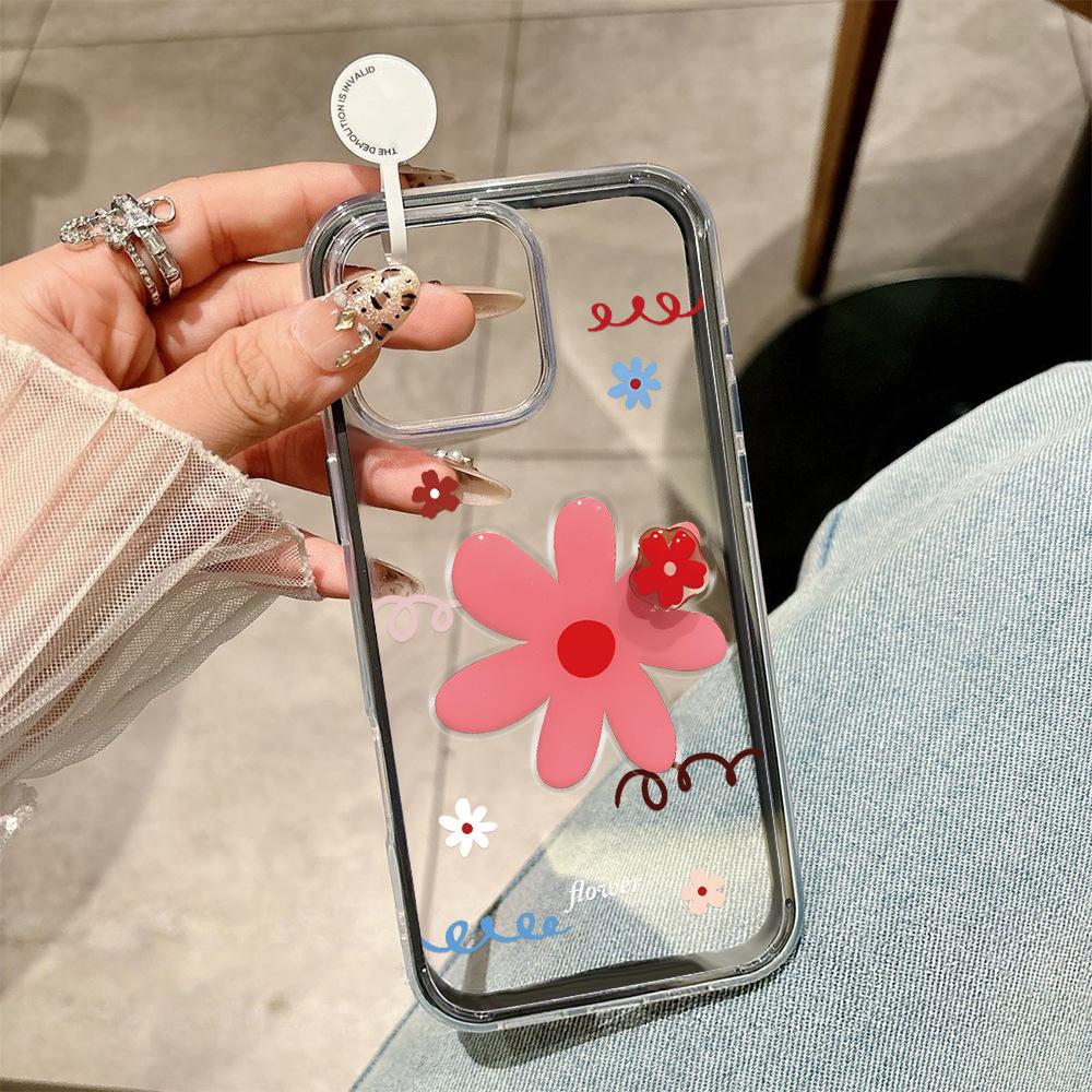 Korean style cute flowers for iPhone17 Pro Max mobile phone protective case 16 simple 15Pro niche 14
