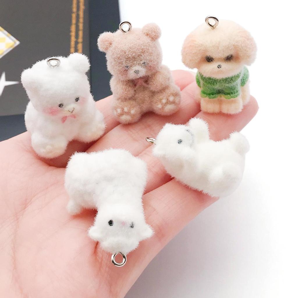 3D Resin Animal Flocked Figurine Ornaments: DIY Keychains, Bag Charms & Phone Lanyards