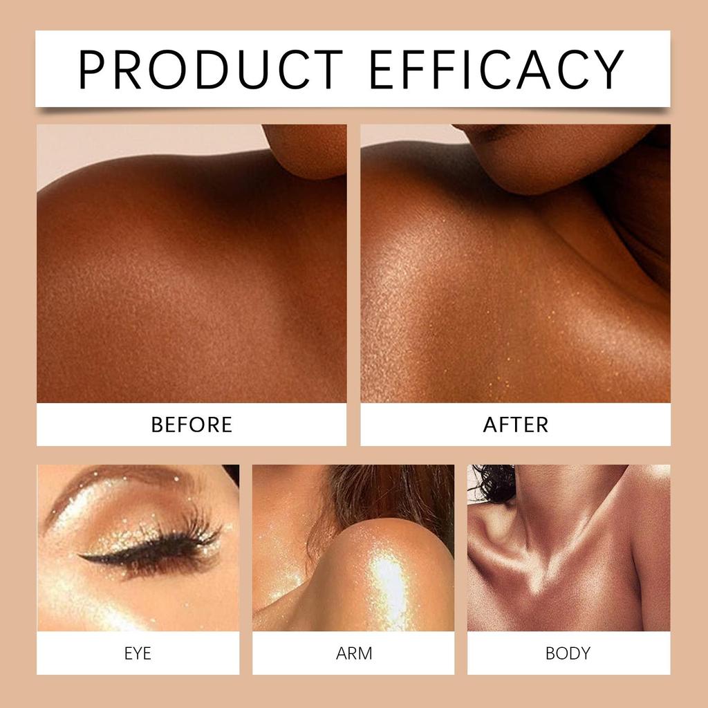 Zephoco Body Glitter Spray Glow Skin Illuminator High Gloss Quick-Drying Highlighter Makeup Cosmetics Bronze Body Shimmer Spray