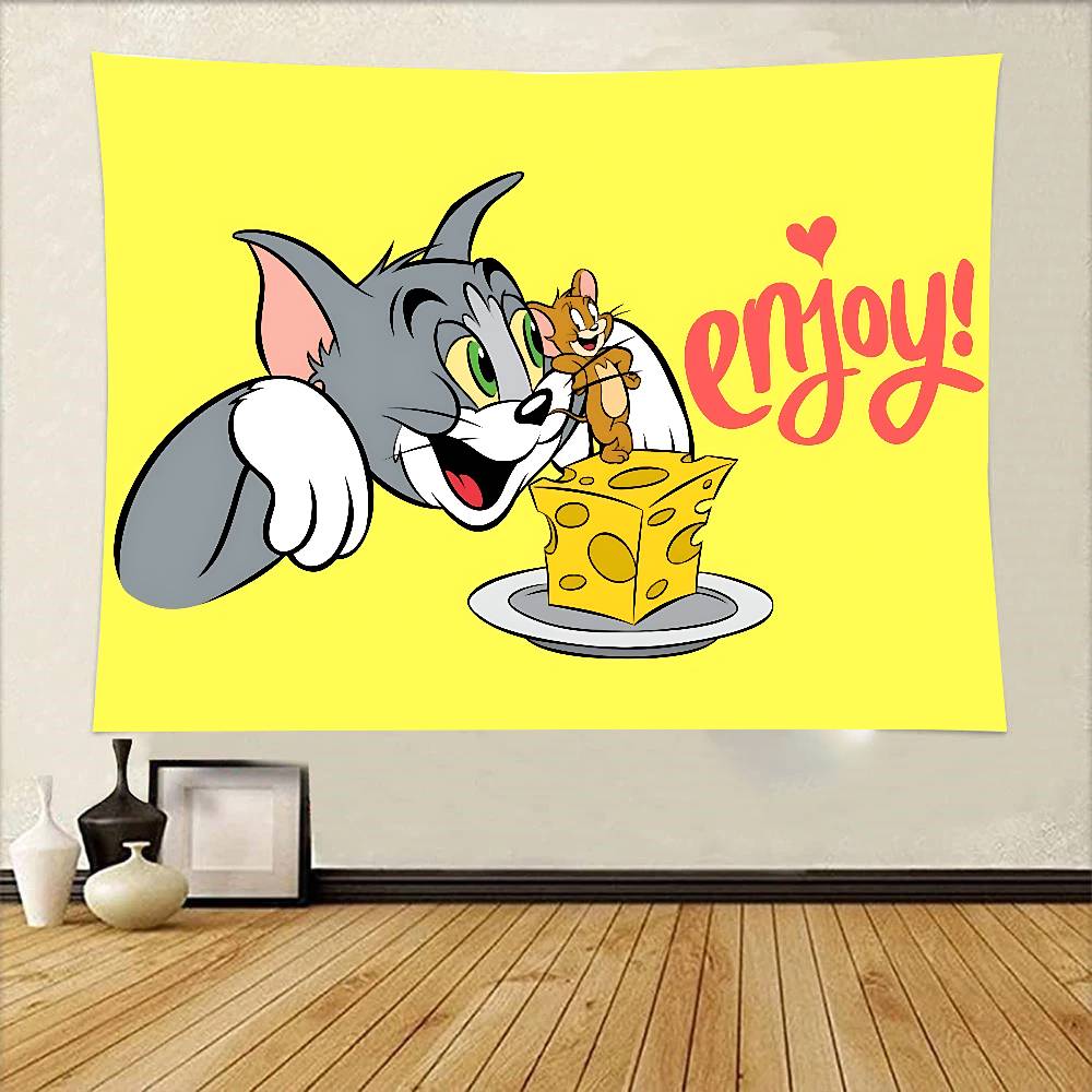 Cartoon TTom And JJerry Tapestry Wall Hanging Printed Polyester Tapestry INS Decoration Wall Decor