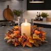 Simulated Maple Leaf Autumn Candle Wreath Table Centerpiece Harvest Decor Candle Holder Faux Maple Leaf 1pc