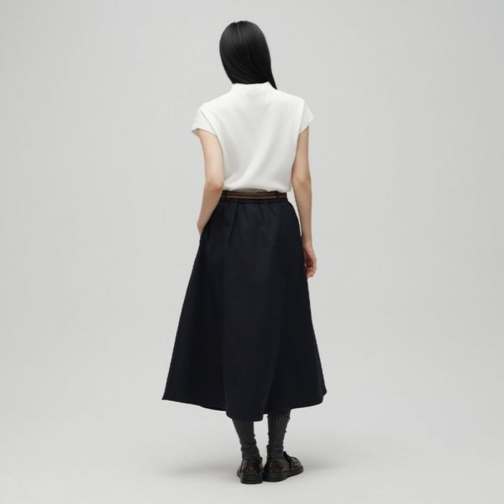 Brown Belt Back Banded Long Skirt As1ws220