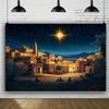 2D flat 1pc Nativity scene background, the Star of Bethlehem and the Wise Man, suitable for Christmas party decoration