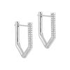 V Shape Fashion Hoop Earrings ,925 Sterling Silver Earring,18k Gold Plated Zirconia Earring for Women