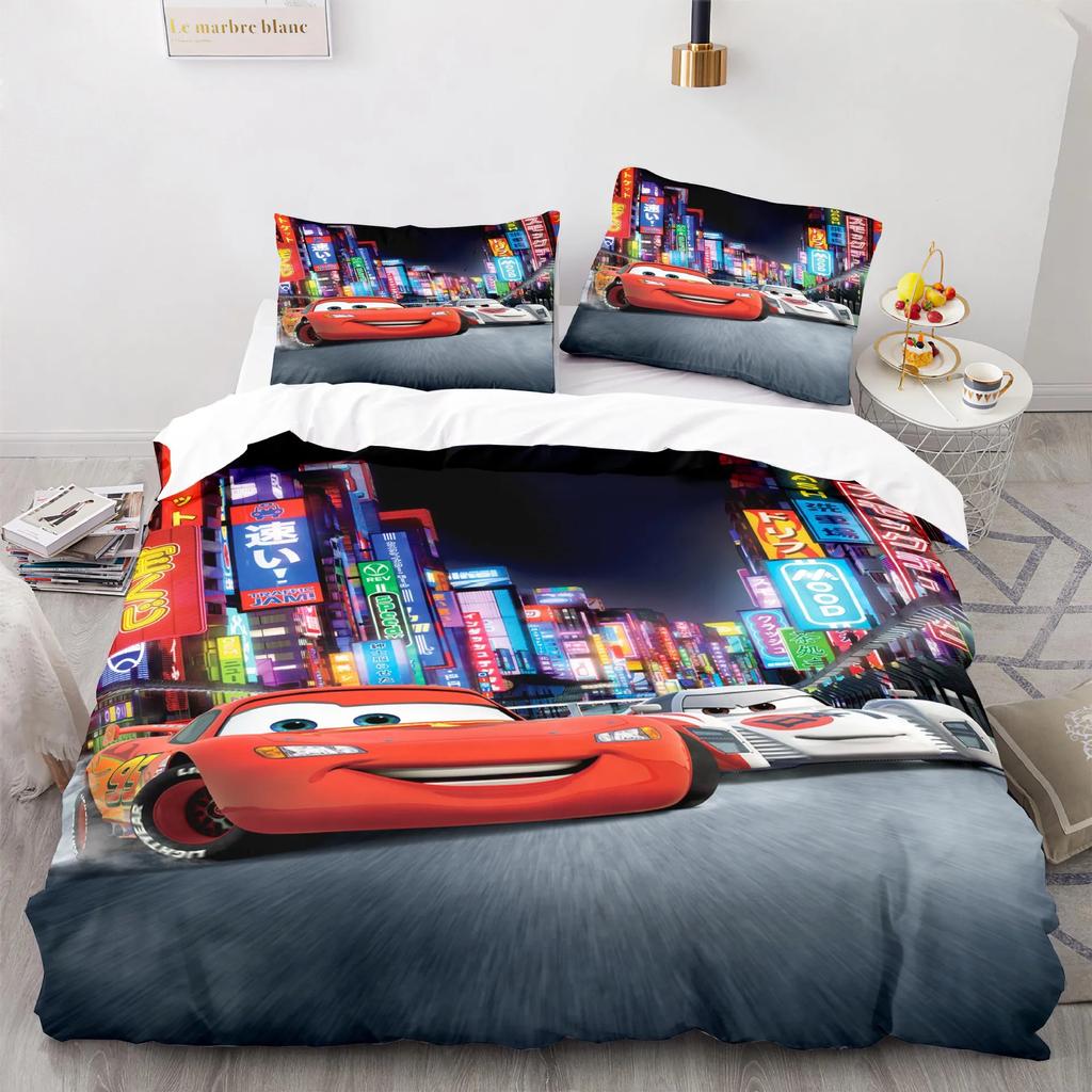 Cars Lightning McQueen 3D Children's Bedding Set 3-piece Set 1 Quilt Cover 100% Polyester Home Decor Cartoon