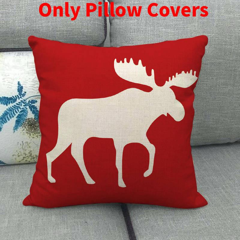 

Super Star Print Cotton Linen Throw Pillow Cover With Festive Design For Living Room Red Deer