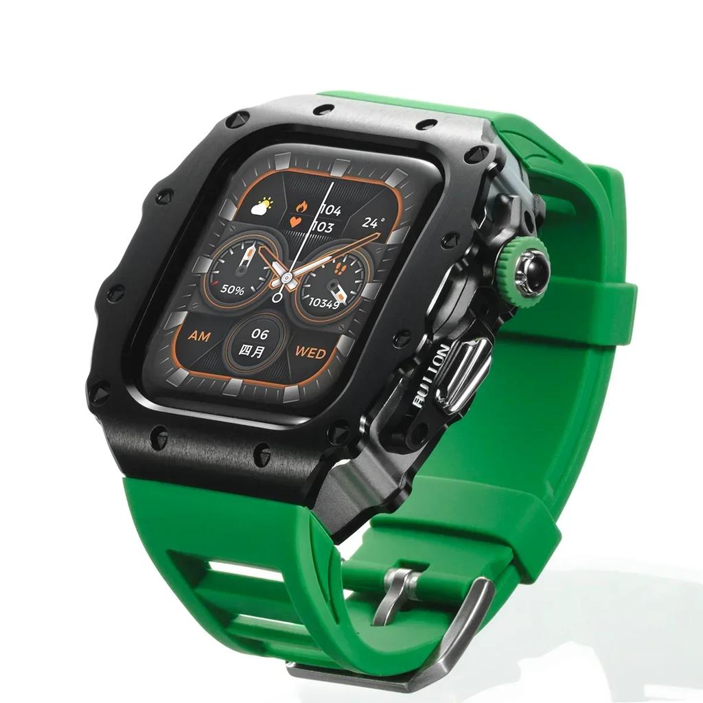 Luxus Metallgehäuse Mod Kit Für Apple Watch S11 10 46MM Edelstahlgehäuse +Silikonband für IWatch Serie 9 8 7 6 5 44mm 45mm