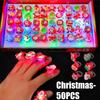 Glowing LED Finger Rings Halloween Christmas Party Favors Light Up Flashing Adjustable Fun Props Kids Adults