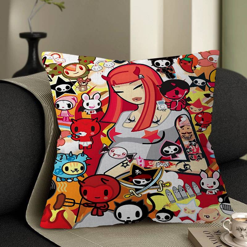 Cartoon Art Kawaii townTokidokiinside Cushion Cover Inches Farmhouse Decor Home Throw Pillow Covers for Couch Decorations