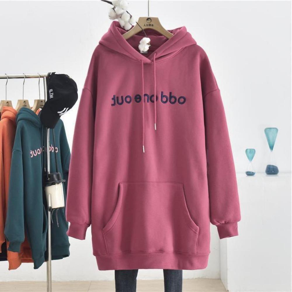 Autumn and Winter New Simplicity Versatile Temperament Women's Clothing Fashion Drawstring Letter Printing Long Sleeve Hoodie