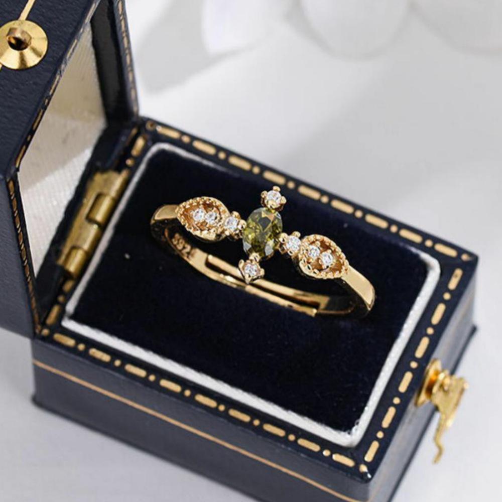 Li Luo Vintage Gold Gebürsteter 925 Sterling Silber Verstellbarer Damenring
