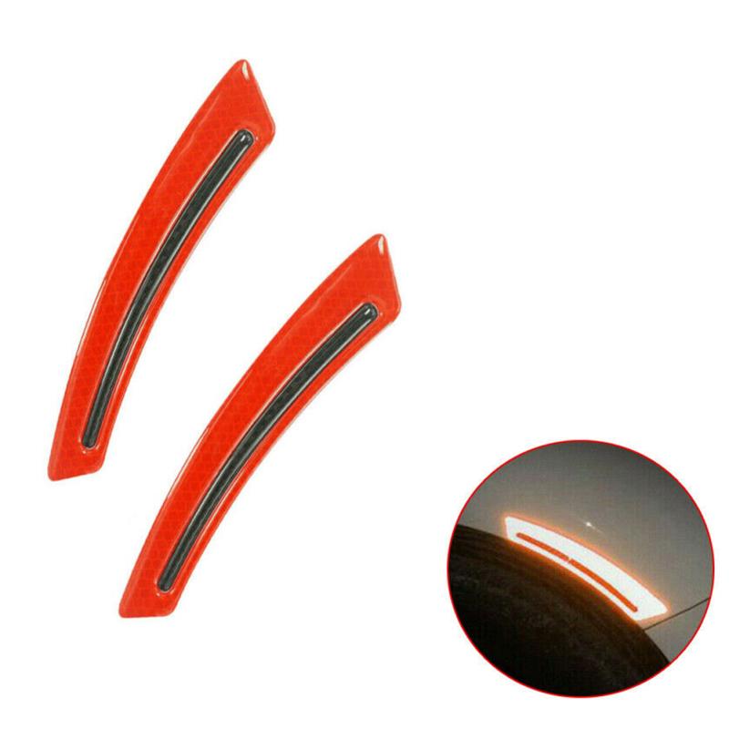 2pcs Car Reflective Stickers Wheel Eyebrow Mudguard Luminous Warning Decals Anti-collision Strips
