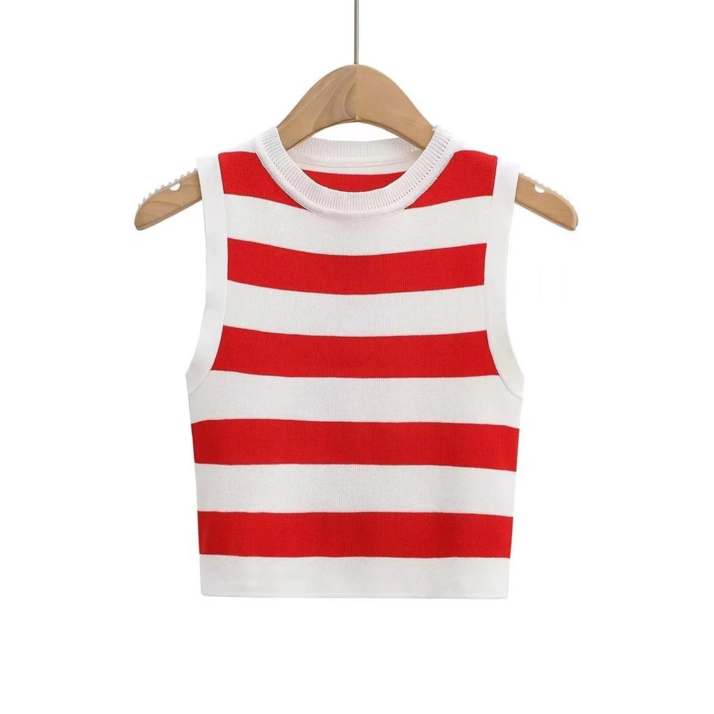 DAFIFY  Women's Fashion Casual Spring Fall Solid Color Print Sleeveless O-Neck Sweaters