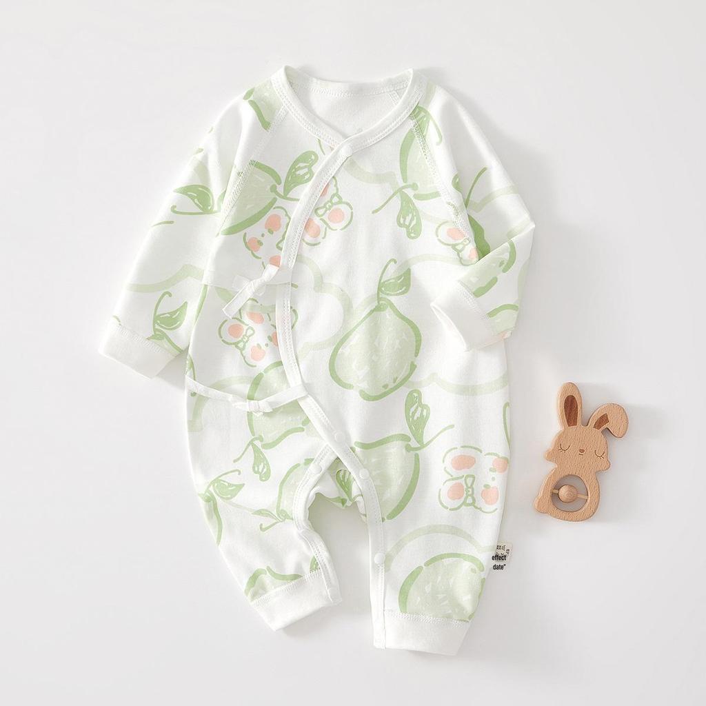 Neugeborenen Strampler aus reiner Baumwolle mit Schmetterlingsmotiv - Vier Jahreszeiten, Knochenloser Jumpsuit für Frühling & Herbst