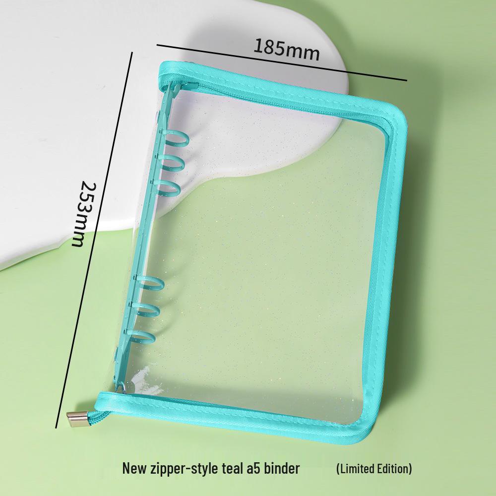 Прозрачная обложка для планера на кольцах формата А5 в корейском стиле с цветной молнией и блокнот на 6 кольцах A5