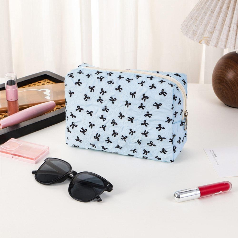 Portable Bow Makeup Bag Multifunctional Large Capacity Cosmetic Organizer Toiletry Handbag Women