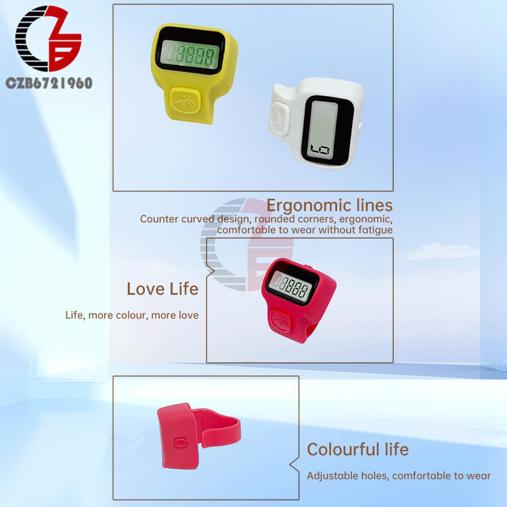 Handheld Electronic Counter Tasbih Finger Rings Tasbeeh Counter LED Display Electronic Finger Clicker Bead Timer Counting