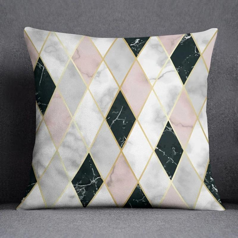 Nordic Luxury Geometric Texture Print Pillowcase Home Bedroom Room Decoration Office Seat Living Room Sofa Cushion Cover 45X45Cm