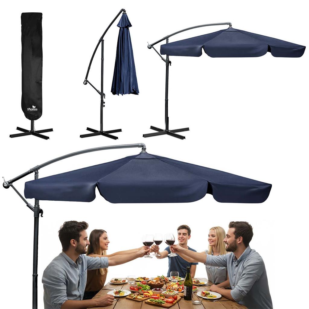 Folding Garden Umbrella, 6 Sections, 350 Cm, with Cover, Plonos PL-880