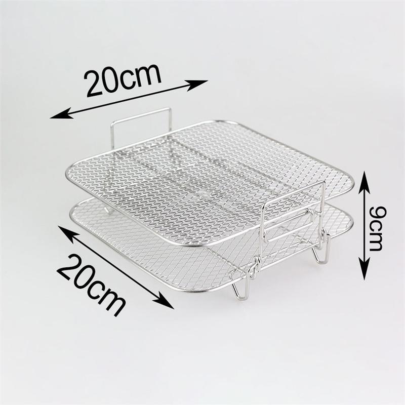 2-Layers Air Fryer Rack Stainless Steel Stackable Grid Grilling Rack Basket for 5-6.8QT Air Fryer Oven Steamer Cooking BBQ Tool
