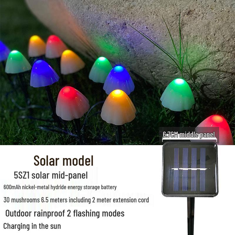 Waterproof Solar Mushroom String Lights for Outdoor Courtyard & Garden Decoration