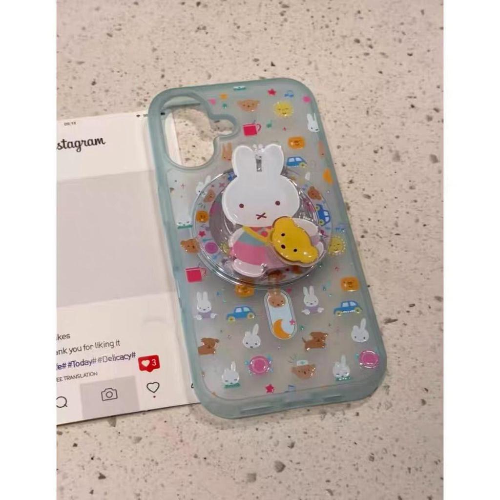 Rotating Miffy Rabbit MagSafe Phone Stand with Telescopic Airbag and Strong Suction