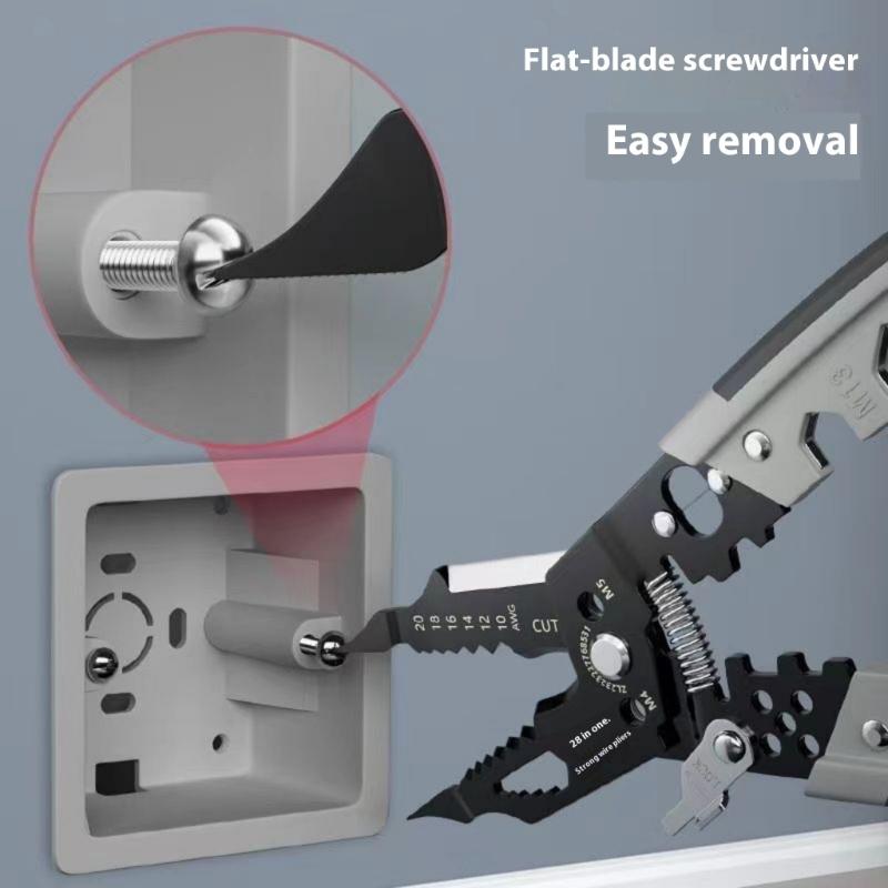 Multifunctional Steel Wire Stripper Crimper Tool With 28 Functions For Professional Electrical Wiring Tasks