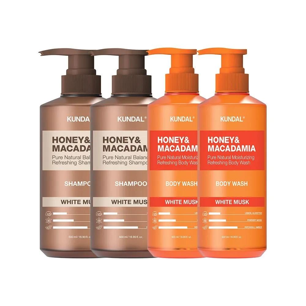 KUNDAL Nature Shampoo White Musk 500ml x2 + Body Wash White Musk 500ml x2