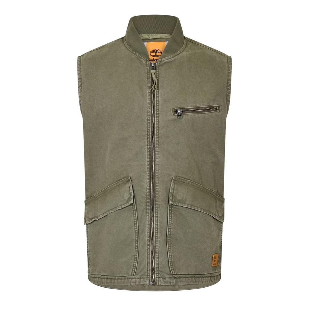 Timberland Mens Washed Ribbed Collar Gilet