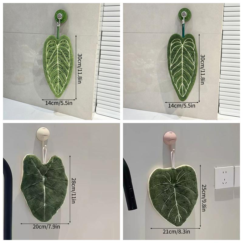 Green Plant Handkerchief Hand Towel Kitchen Towels Hanging Cleaning Towel Super Absorbent Bathroom Kitchen Accessories