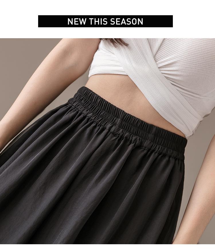 Women's Double-Layer Chiffon Wide-Leg Pants - Summer 2025, Elastic Waist, Casual, Slimming Nine-Point Length