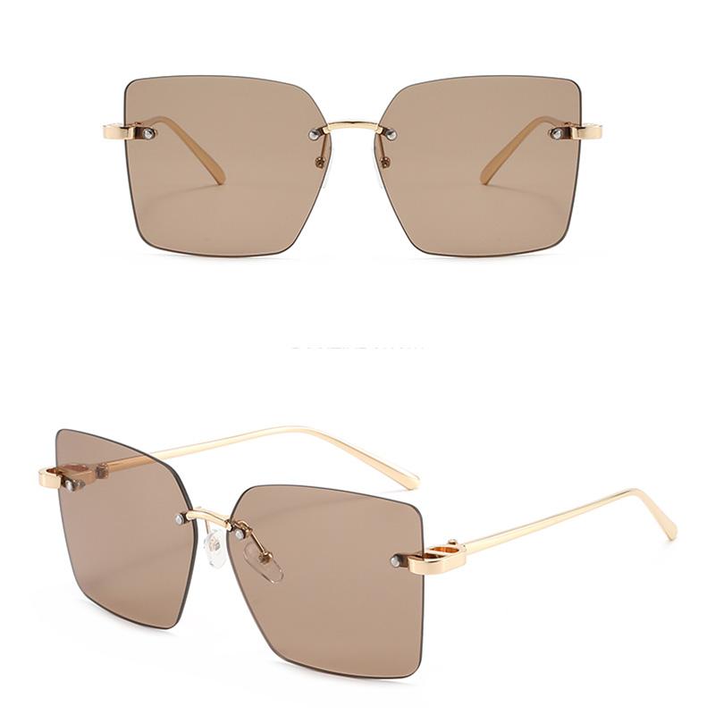 New Arrival Rimless Sunglasses For Women Metal Frame Luxury High Sense Anti Ultraviolet Fashion Cross-border Sun Glasses Outdoor Daily Eyewear