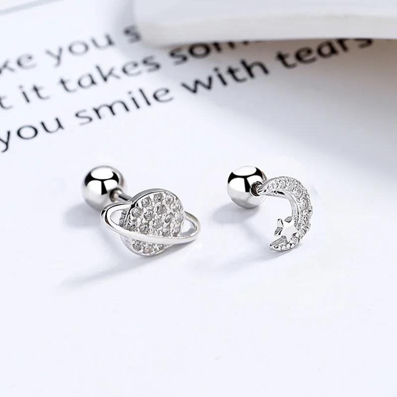 Silver Color Clover Zircon Stud Earrings for Women Sweet Exquisite Screw-Back Ear Piercing Jewelry Birthday Party Gifts