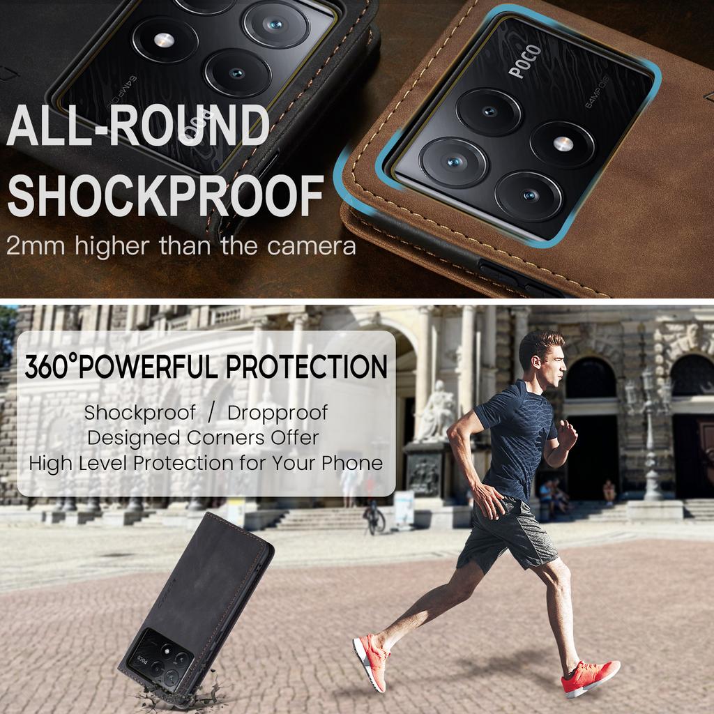 For Xiaomi Redmi K70E 5G/Xiaomi Poco X6 Pro 5G Wallet Case CASEME 013 Series PU Leather Phone Cover Stand