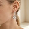 Stainless Steel Zirconia Four-Leaf Clover Hoop Earrings In Titanium Steel - High-End Luxury Style for Women