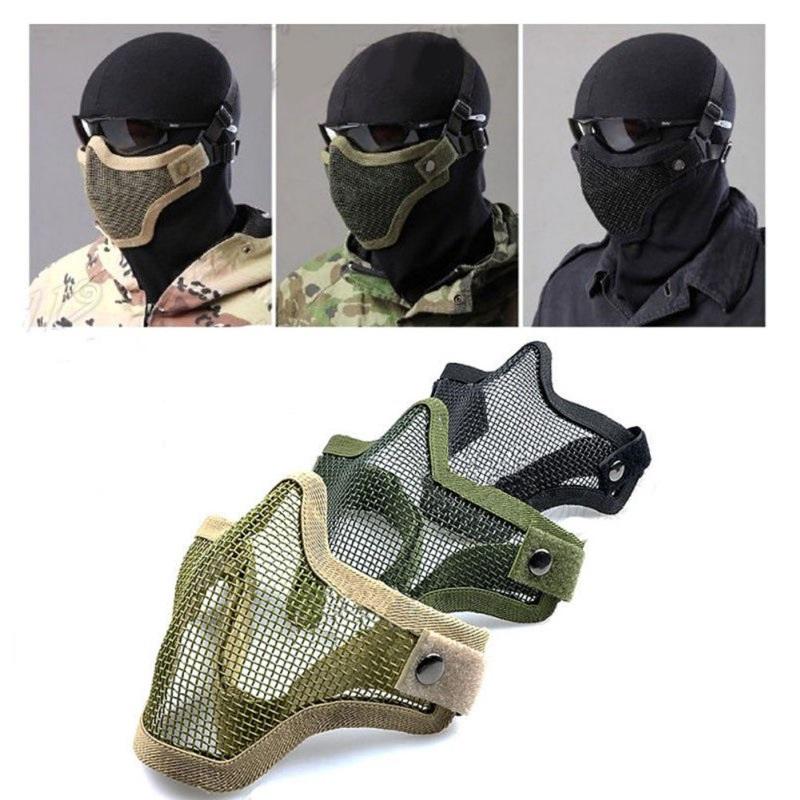 

Outdoor Protective Mask Metal Mesh Camouflage Tactical Half Face Guard