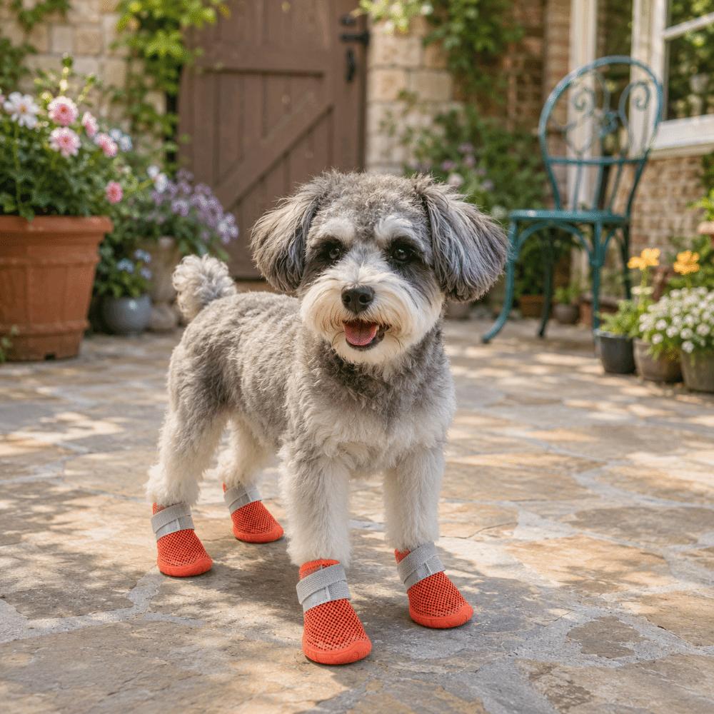 Breathable Dog Mesh Shoes Soft Summer Dog Shoes Anti Slip Dog Shoes for 4PCS/SET Spring Summer
