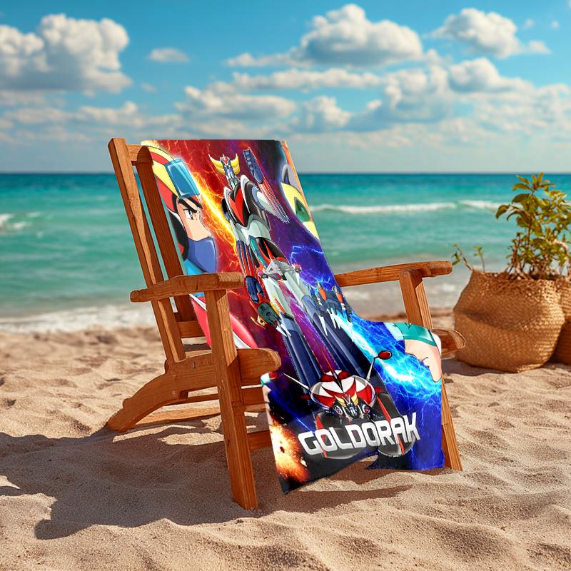 1pc UFO Robot Grendizer5 Beach Towel, Comfortable and Thick, and Swimming/Bath/Picnic/Camping Towel, Suitable for Seaside Beaches